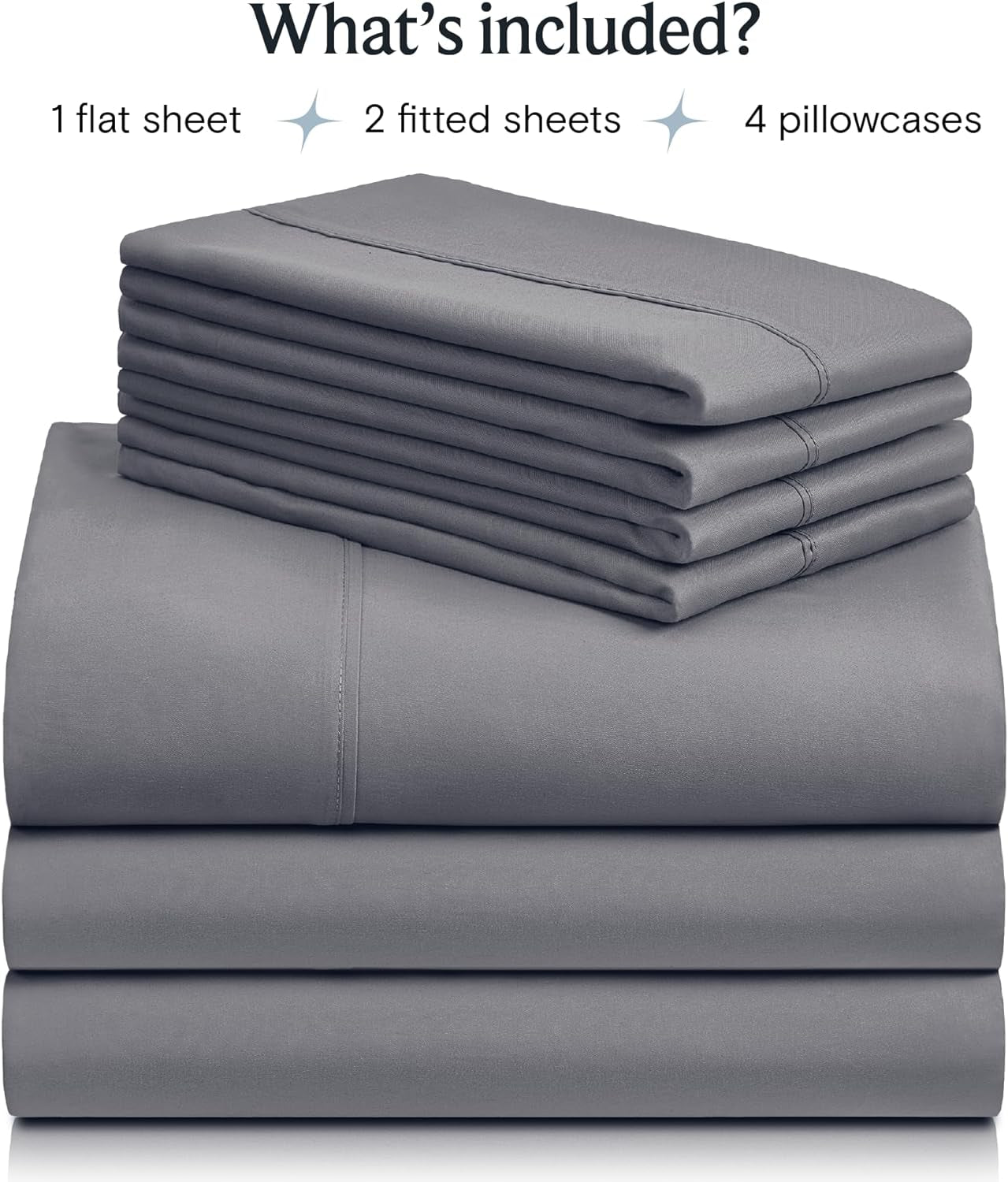 7 PC Split King Sheet Set, Breathable Luxury Bed Sheets, Deep Pockets 18" Eco Friendly Wrinkle Free Cooling Sheets Machine Washable Hotel Bedding Silky Soft - Silver Split King