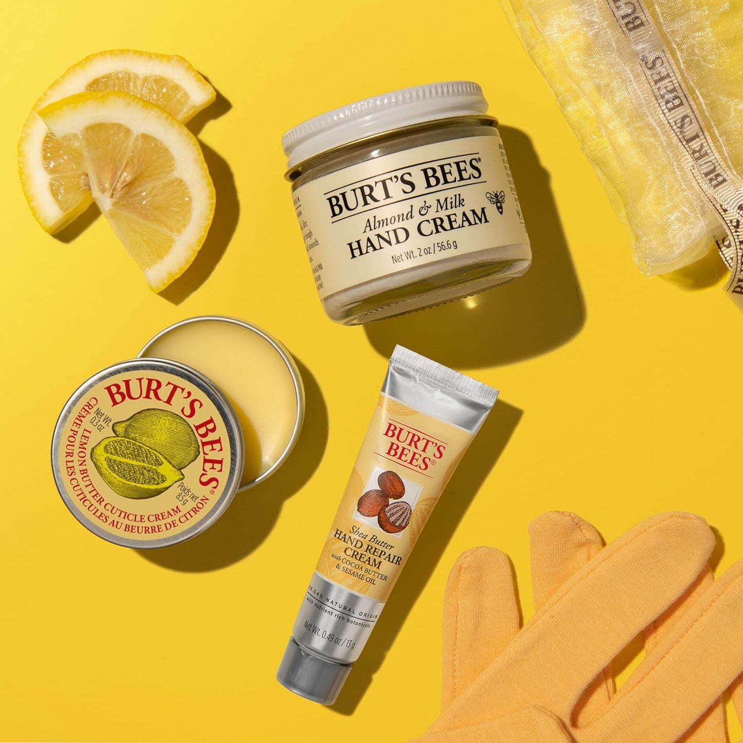 Back to School Gifts Ideas, 3 Body Care College Dorm Products, Hand Repair Set - Almond and Milk Cream, Lemon Butter Cuticle Cream & Shea Butter Cream, with Gloves