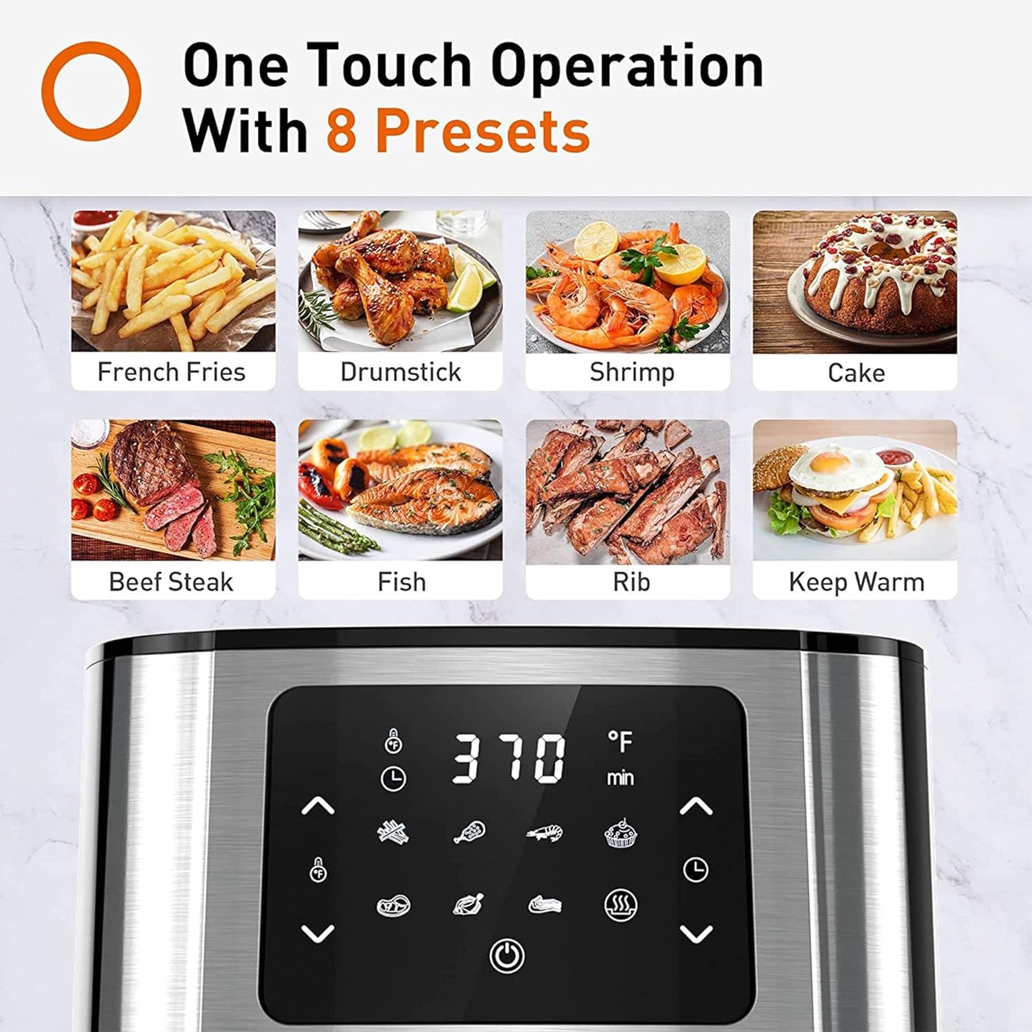 Joyoung JY-570 5.8 Quart Stainless Steel Multi Tasker Detachable Double Basket Air Fryer with LED Touchscreen and 8 Built in Smart Programs, Black