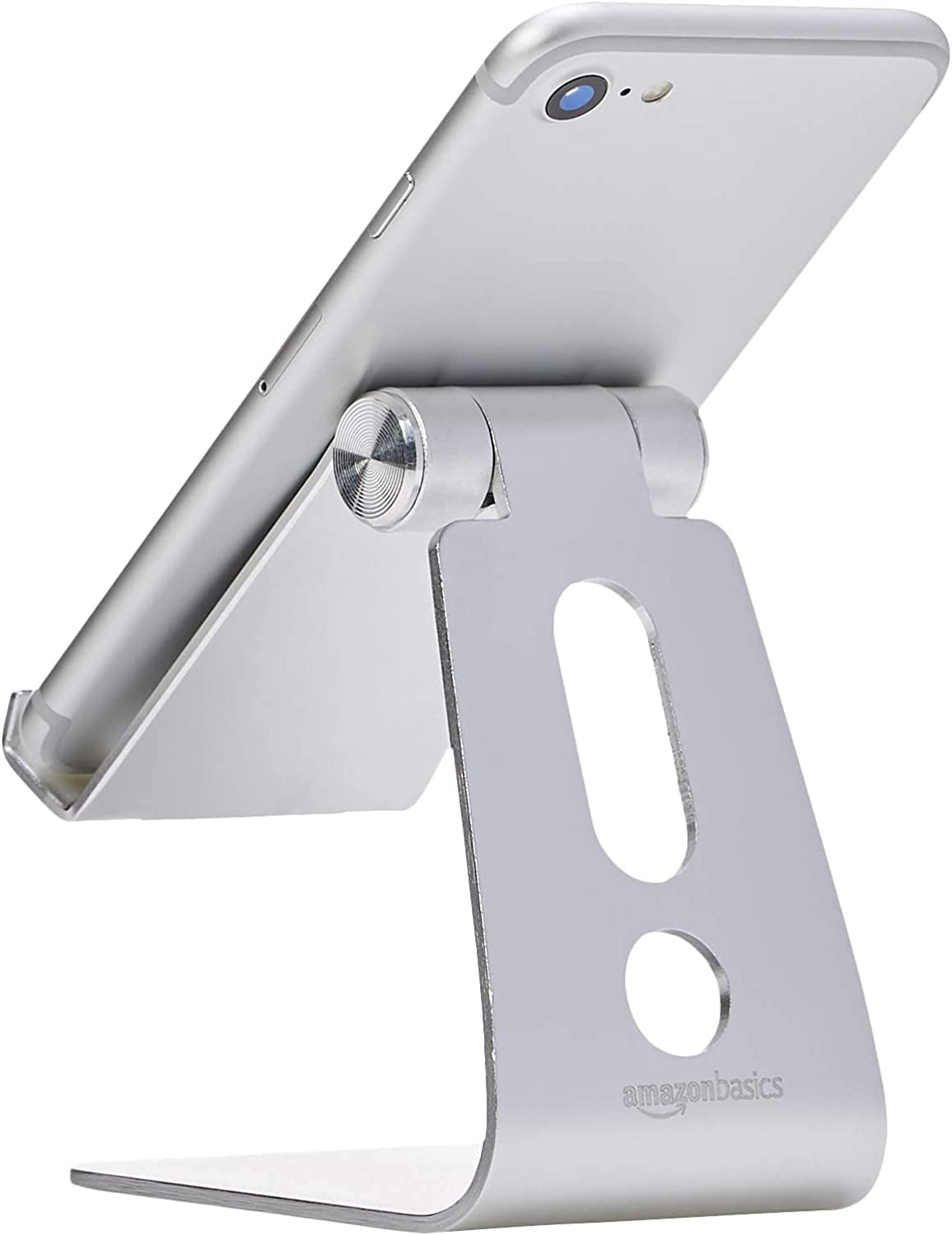 Adjustable Aluminum Cell Phone Desk Stand for Iphone and Android, 3.15 X 2.87 X 3.74 Inch, Silver