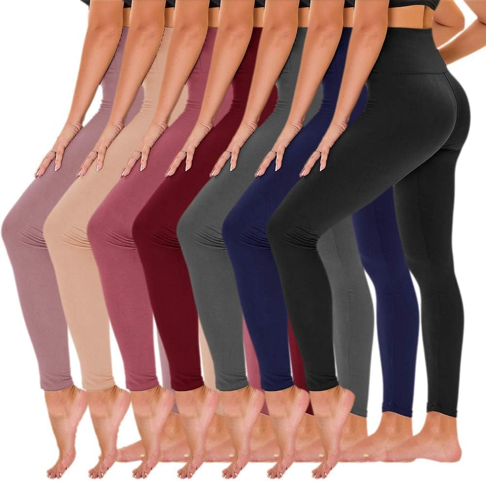 7 Pack Leggings for Women - High Waisted Yoga Pants with Pockets Black Leggings Women Full Length & Capri