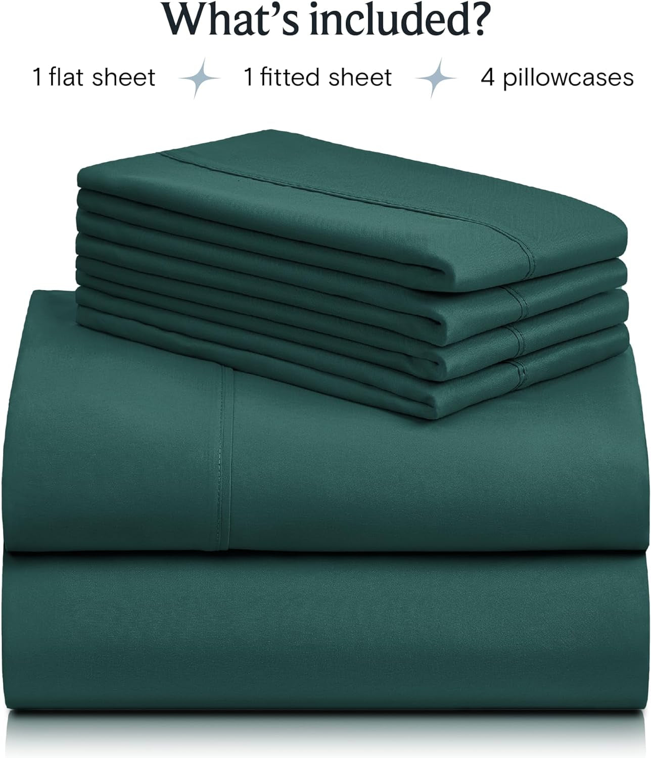 6 PC California King Sheet Set, Breathable Luxury Bed Sheets, Deep Pockets 18" Wrinkle Free Cooling Sheets Machine Washable Hotel Bedding Silky Soft - Emerald Cal King