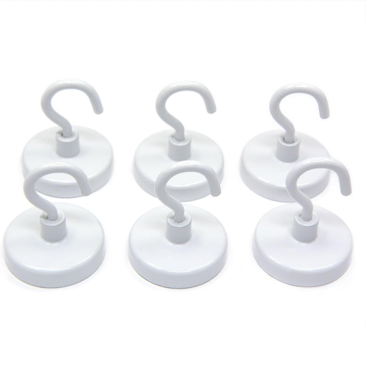 - (6-Pack 32Mm Ceramic Hooks White 5-Pound Sheer and 13-Pound Pull Force Rating, Strong Magnet Hooks for Office, Refrigerator, Magnetic Board, Closets