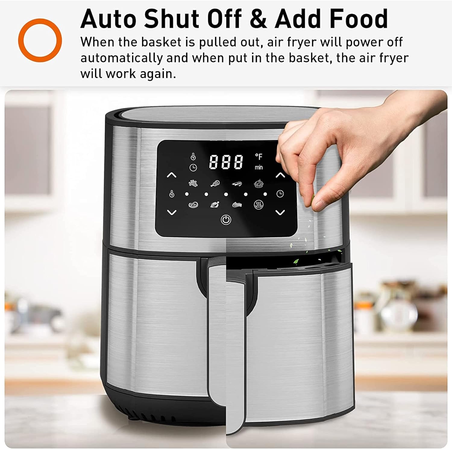 Joyoung JY-570 5.8 Quart Stainless Steel Multi Tasker Detachable Double Basket Air Fryer with LED Touchscreen and 8 Built in Smart Programs, Black