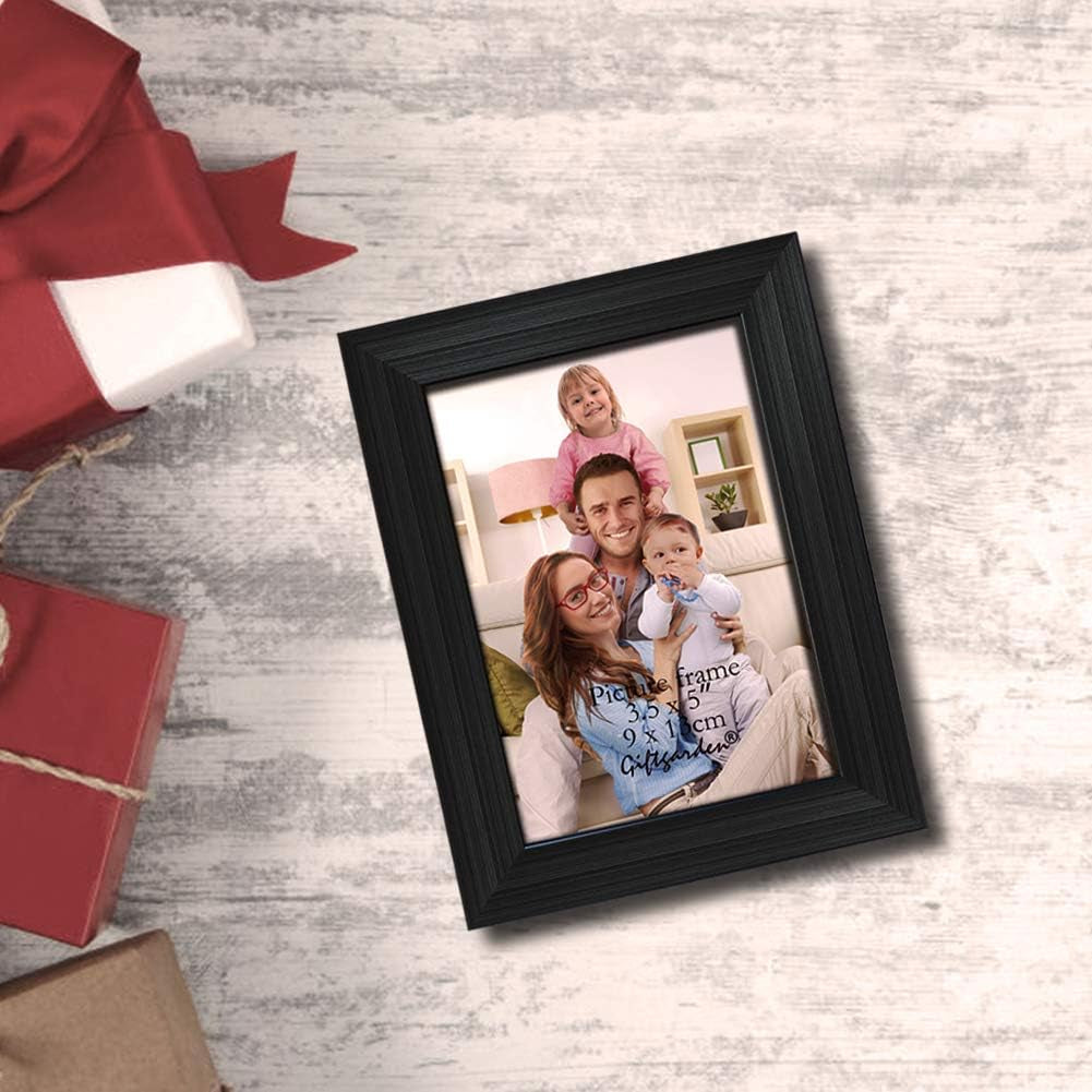 12 Pack 3.5X5 Picture Frame Black, Multiple 3.5 X 5 Photo Frames Bulk for Tabletop Display or Wall Hanging