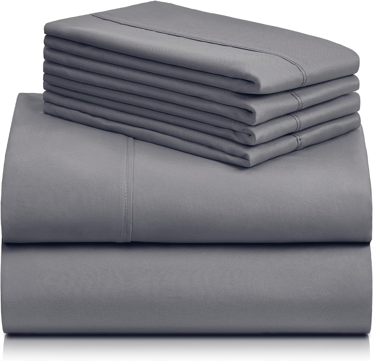 6 PC Queen Sheet Set, Breathable Luxury Bed Sheets, Deep Pockets 18" Eco Friendly Wrinkle Free Cooling Sheets Machine Washable Hotel Bedding Silky Soft - Silver Queen