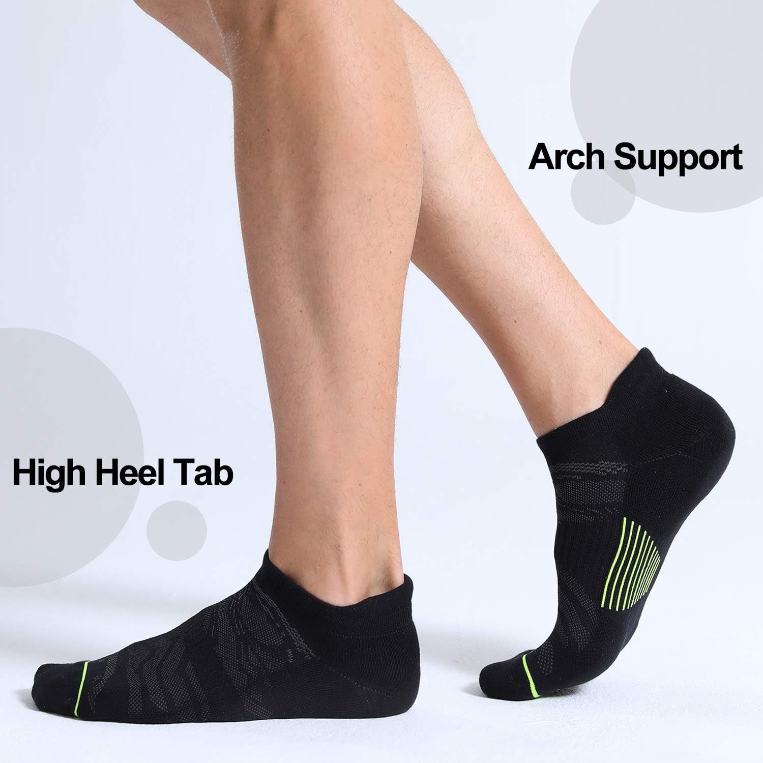 6 Pack Men'S Ankle Running Socks Low Cut Cushioned Athletic Sports Socks 7-9/9-12/12-15