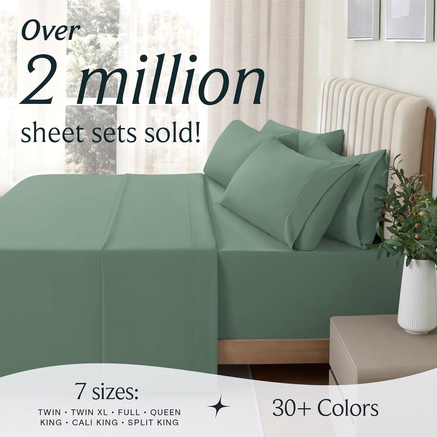 Twin Sheets - Soft Twin Bed Sheets for Boys and Girls, 4 PC Deep Pockets 18" Eco Friendly Wrinkle Free Kids Fitted Sheets Machine Washable Hotel Bedding Silky Soft- Tree Moss Green Twin