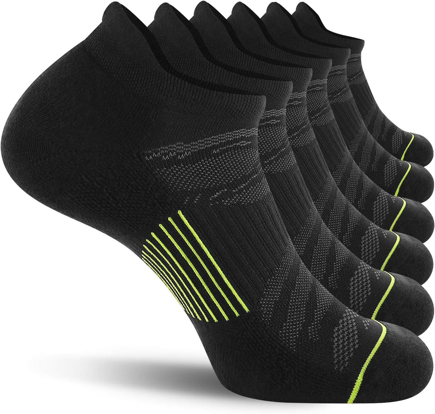 6 Pack Men'S Ankle Running Socks Low Cut Cushioned Athletic Sports Socks 7-9/9-12/12-15