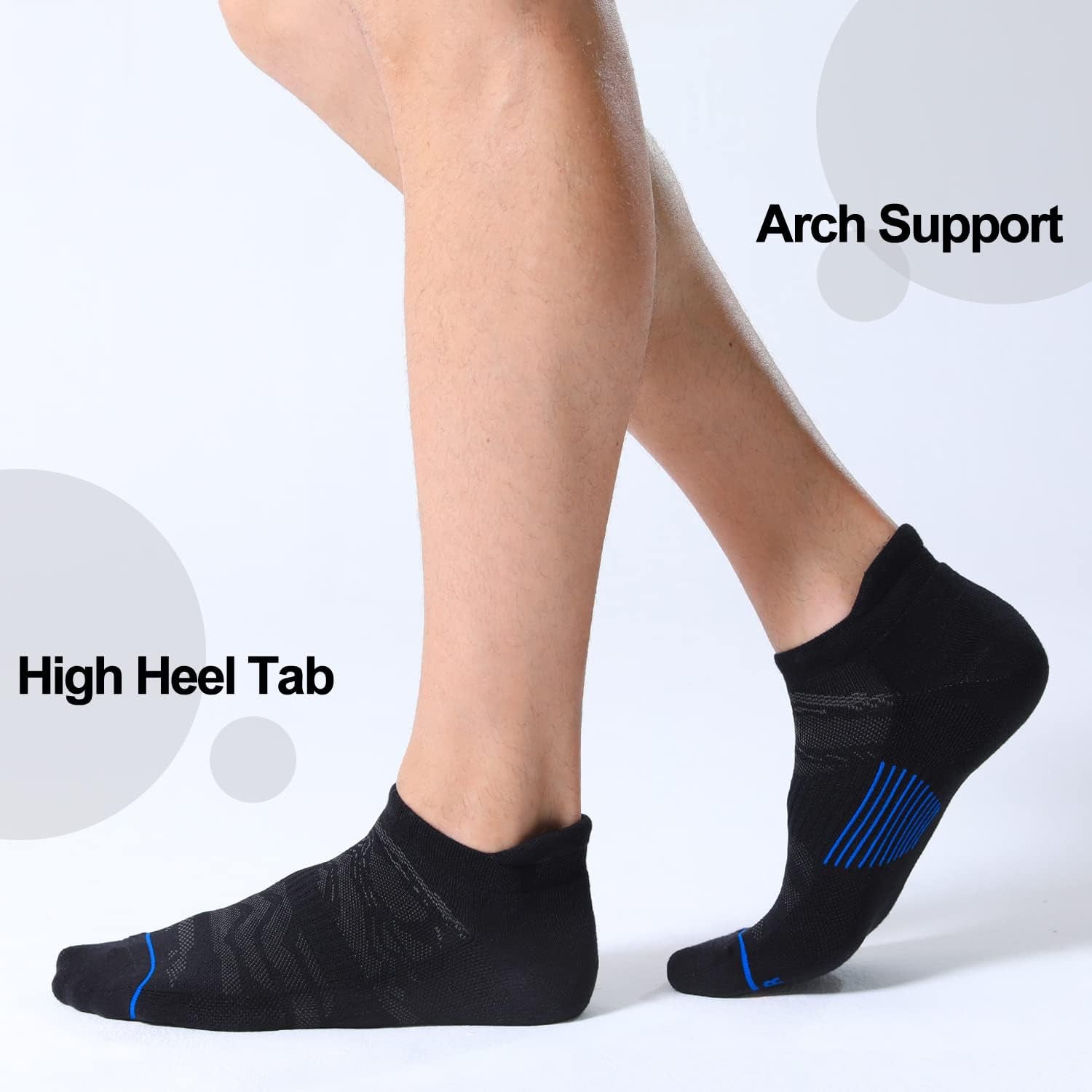 Men'S 6 Pack Ankle Running Socks Low Cut Cushioned Athletic Sports Socks 7-9/9-12/12-15