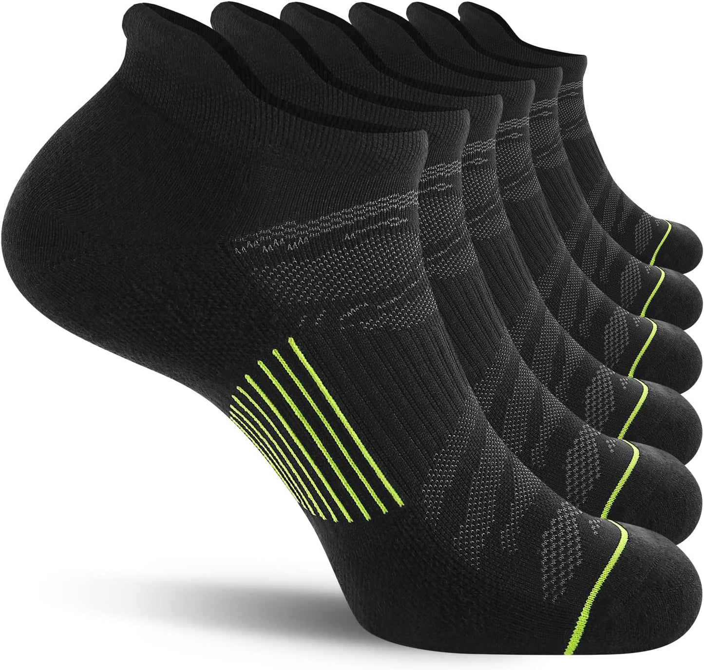 6 Pack Men'S Ankle Running Socks Low Cut Cushioned Athletic Sports Socks 7-9/9-12/12-15