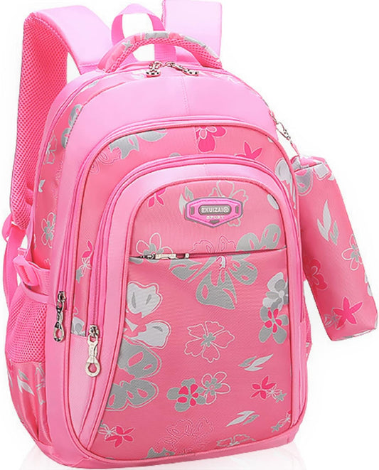 Kids Backpack for Girls with Pencil Case Trendy Backpack for School Water Repellent | Backpacks for Elementary or Kindergarten | Pink School Bag 16" School Bag