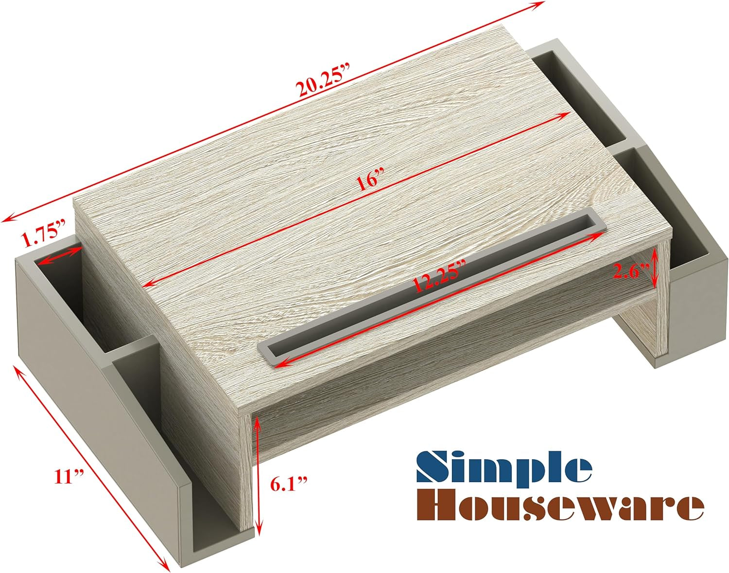 Desk Monitor Stand Riser with Adjustable Organizer Tray, Maple