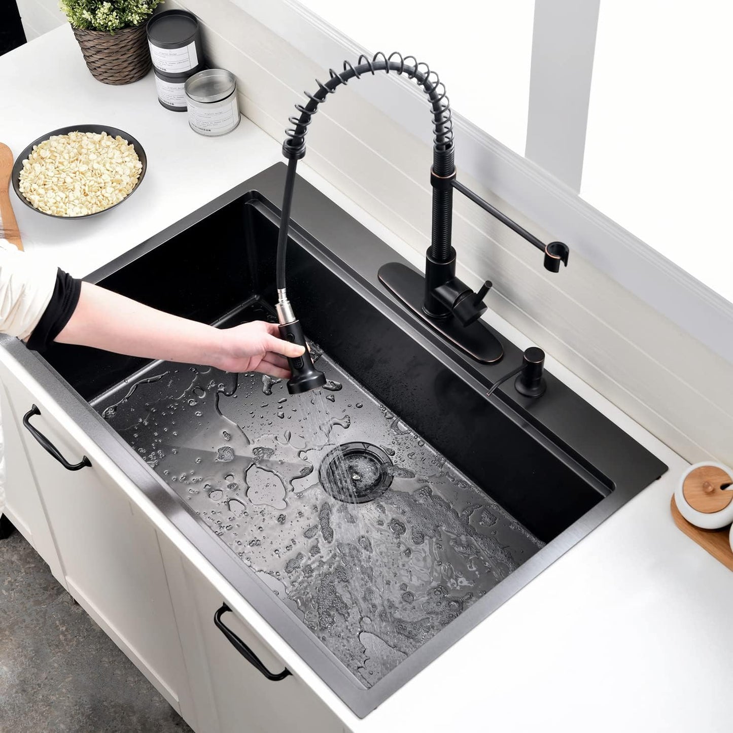 15X18 Small Size Stainless Steel Sink (Black（28‘’X22‘’）)