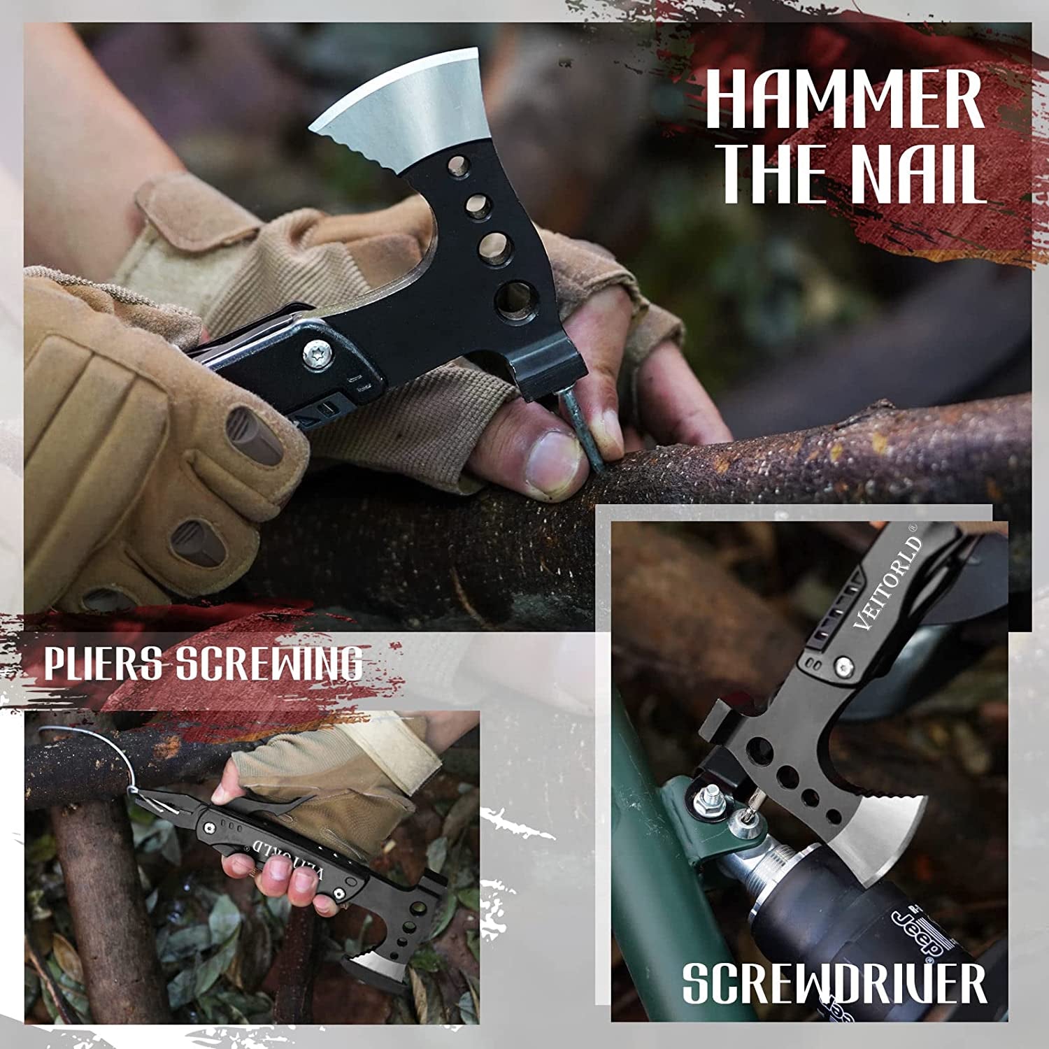 Gifts for Men Dad Husband, Unique Anniversary Birthday Gifts Idea for Men Him, Multitool Axe Hammer Camping Accessories, Survival Gear and Equipment, Cool Hunting Fishing Hiking Presents