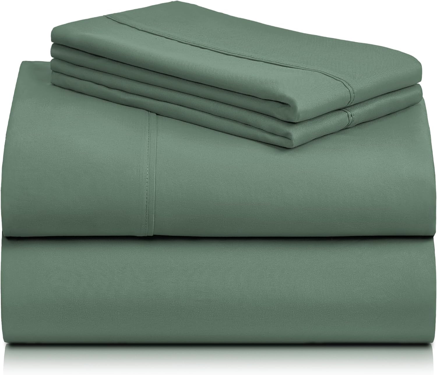 Twin Sheets - Soft Twin Bed Sheets for Boys and Girls, 4 PC Deep Pockets 18" Eco Friendly Wrinkle Free Kids Fitted Sheets Machine Washable Hotel Bedding Silky Soft- Tree Moss Green Twin