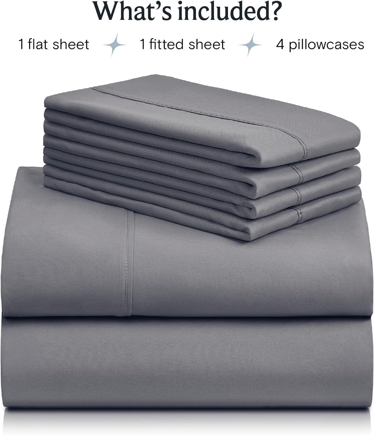 6 PC Queen Sheet Set, Breathable Luxury Bed Sheets, Deep Pockets 18" Eco Friendly Wrinkle Free Cooling Sheets Machine Washable Hotel Bedding Silky Soft - Silver Queen