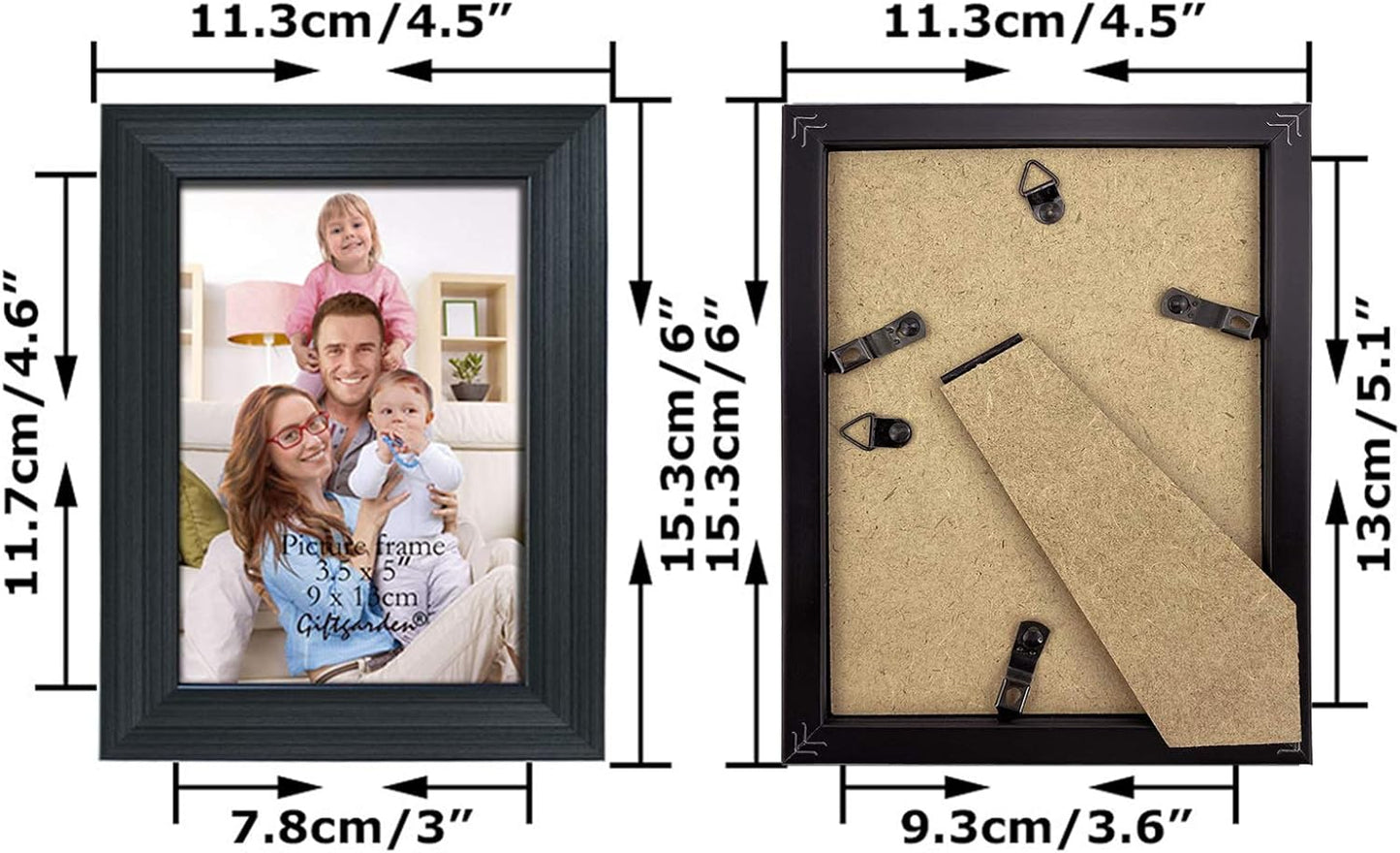 12 Pack 3.5X5 Picture Frame Black, Multiple 3.5 X 5 Photo Frames Bulk for Tabletop Display or Wall Hanging