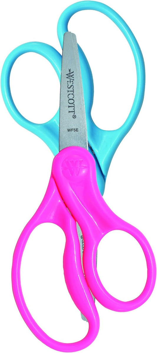 13132 2-Pack of Kids' Scissors, Ages 6-8, 5-Inch Pointed Tip, Assorted Colors