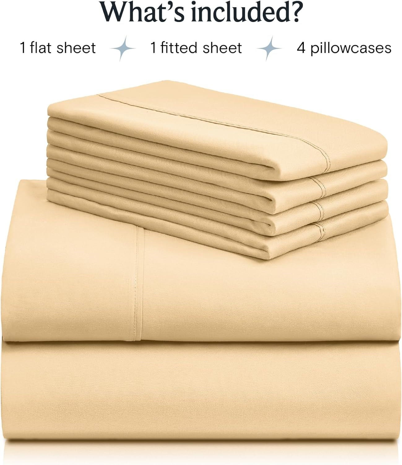 6 PC Full Sheet Set, Breathable Luxury Bed Sheets, Deep Pockets 18" Eco Friendly Wrinkle Free Cooling Bed Sheets Machine Washable Hotel Bedding Silky Soft - Yellow Full