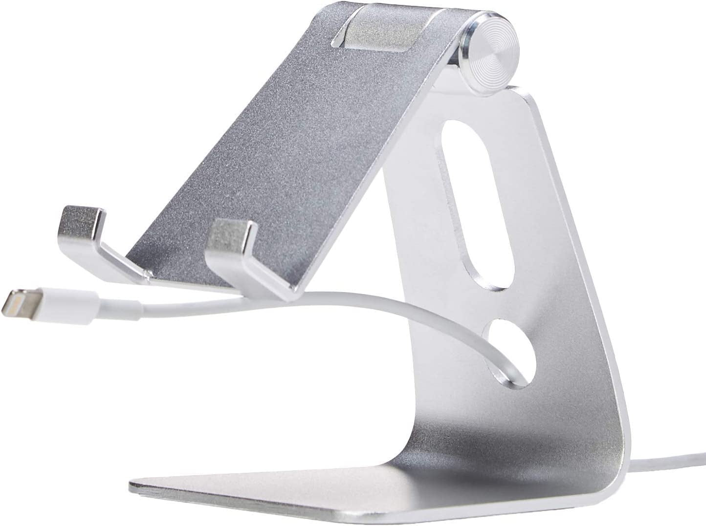 Adjustable Aluminum Cell Phone Desk Stand for Iphone and Android, 3.15 X 2.87 X 3.74 Inch, Silver