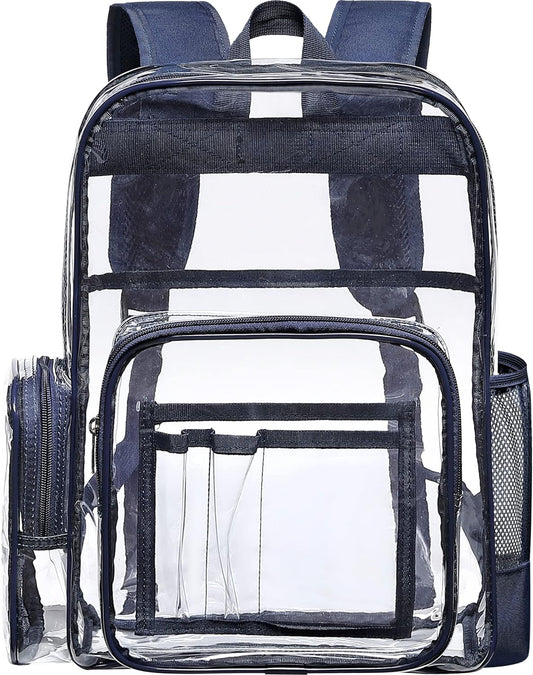 Clear Backpack, Heavy Duty Transparent Backpacks for Adults Reinforced Straps See-Through Bag for School Work Travel