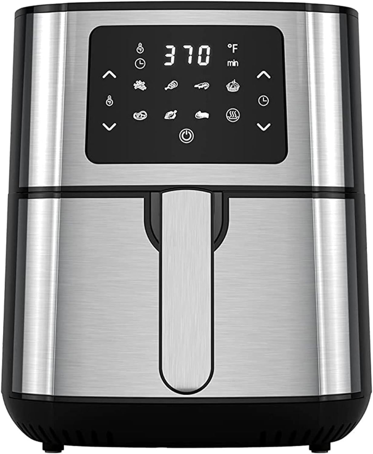 Joyoung JY-570 5.8 Quart Stainless Steel Multi Tasker Detachable Double Basket Air Fryer with LED Touchscreen and 8 Built in Smart Programs, Black