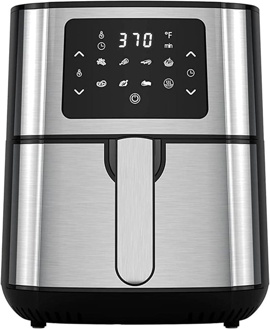 Joyoung JY-570 5.8 Quart Stainless Steel Multi Tasker Detachable Double Basket Air Fryer with LED Touchscreen and 8 Built in Smart Programs, Black