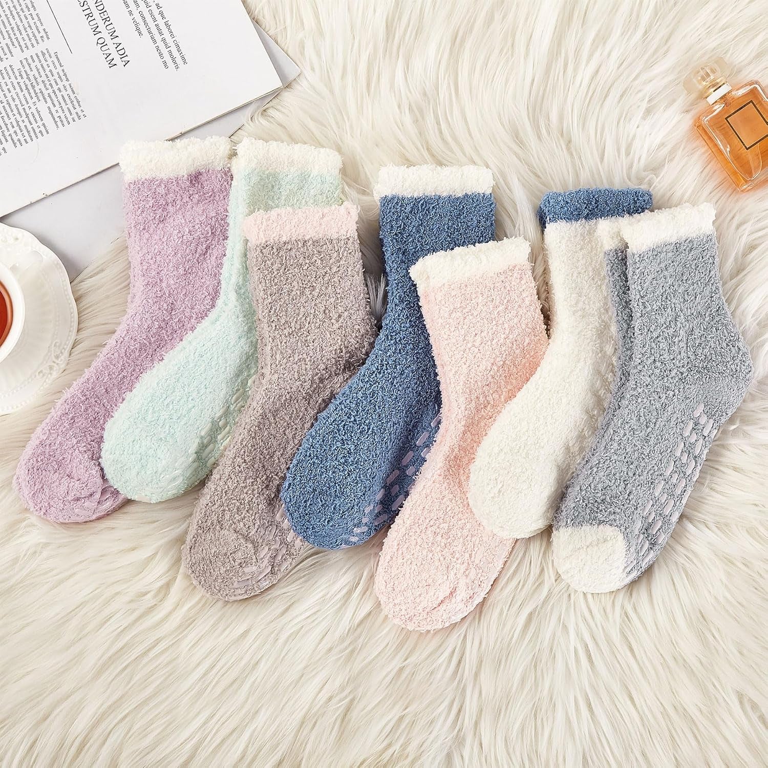 Womens Fuzzy Socks Warm Slipper Socks Winter Fluffy Socks Cozy Fuzzy Socks Athletic Fleece Socks Cute Crew Socks