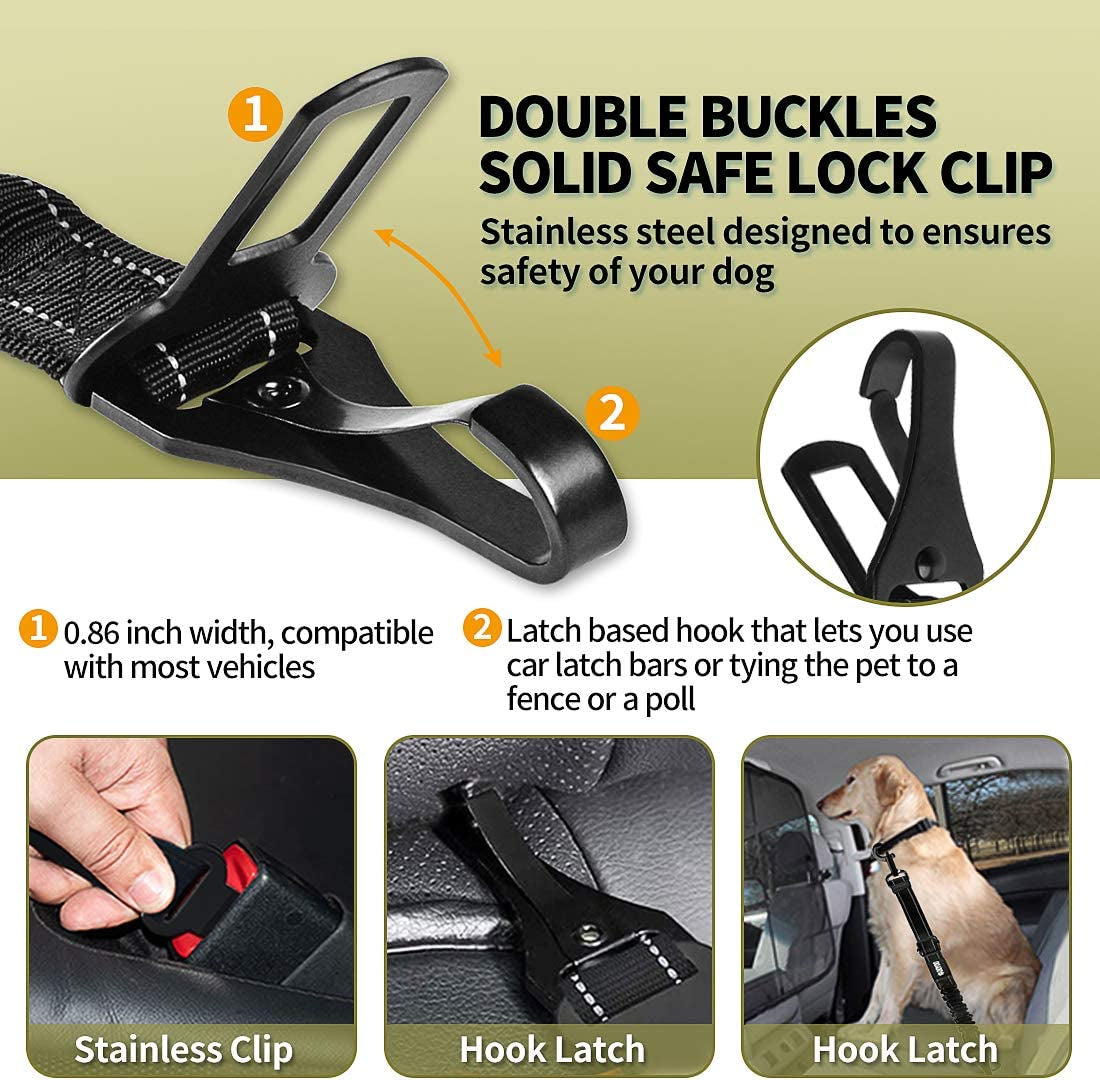 Dog Seat Belt,New 2-In-1 Multi-Functional Dog Car Seatbelts 2 Pack Pet Car Seat Belts Adjustable Heavy Duty & Elastic Reflective Vehicle Dog Car Harness