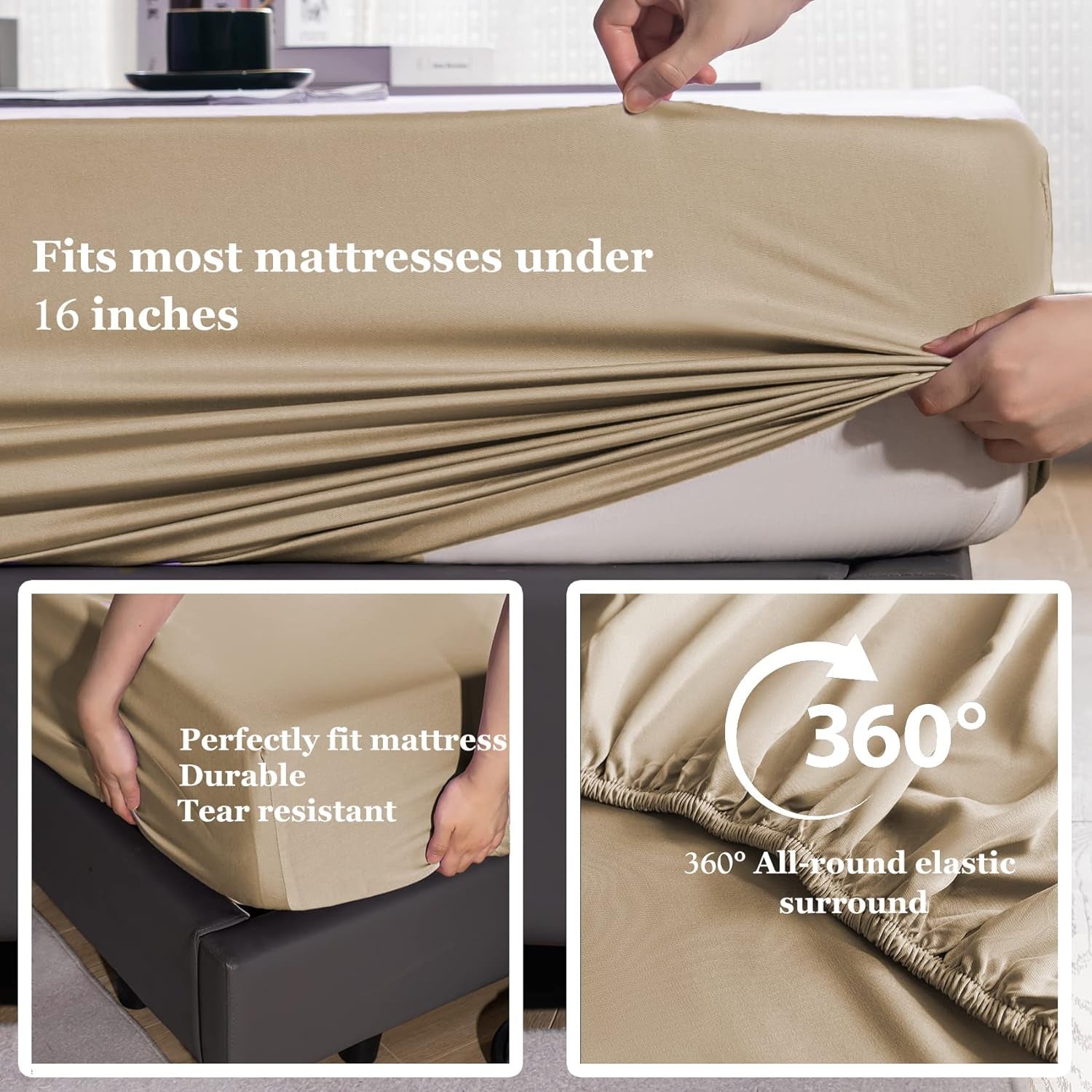 Luxury Bamboo Rayon Queen Size Sheet Set with Extra Deep Pocket