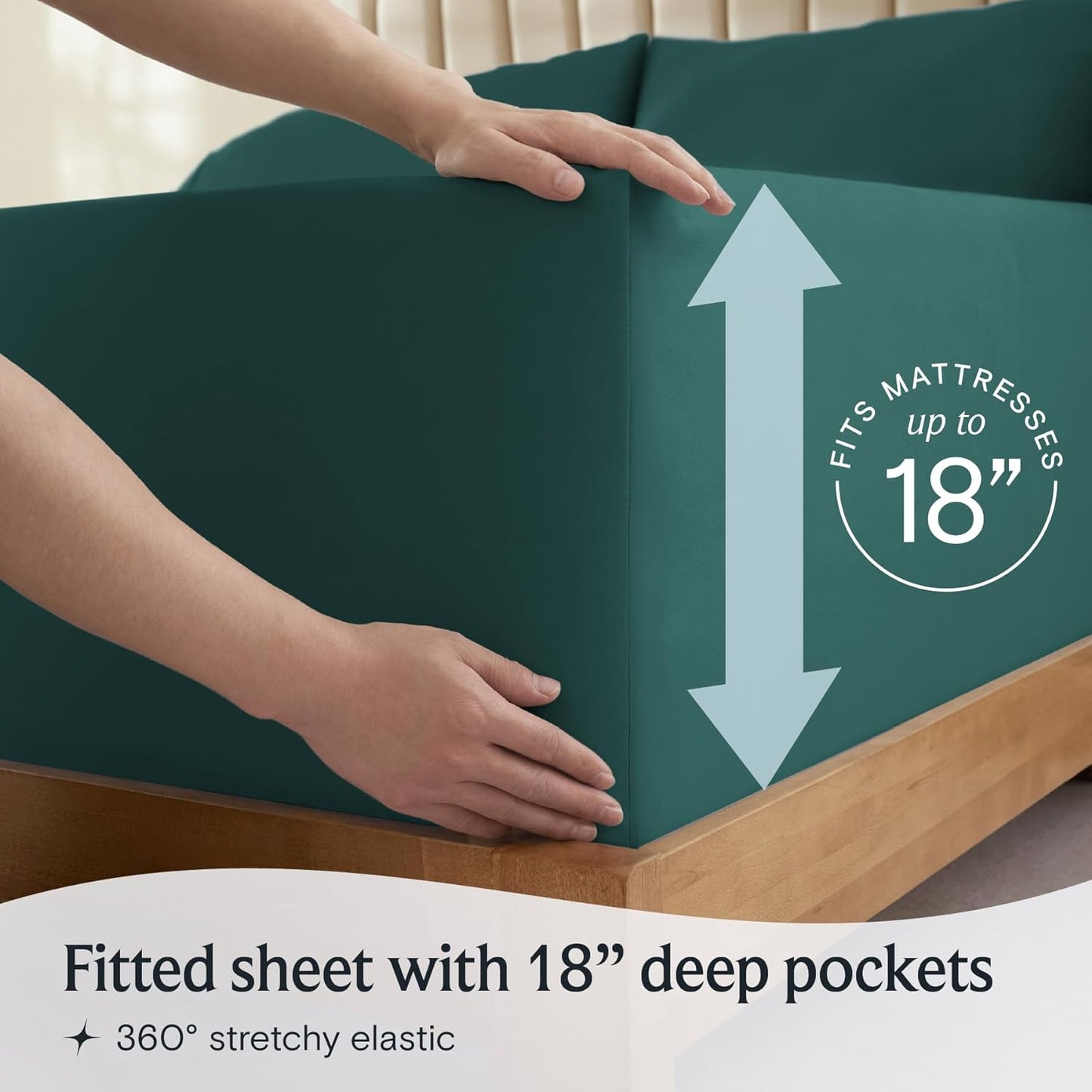 6 PC California King Sheet Set, Breathable Luxury Bed Sheets, Deep Pockets 18" Wrinkle Free Cooling Sheets Machine Washable Hotel Bedding Silky Soft - Emerald Cal King