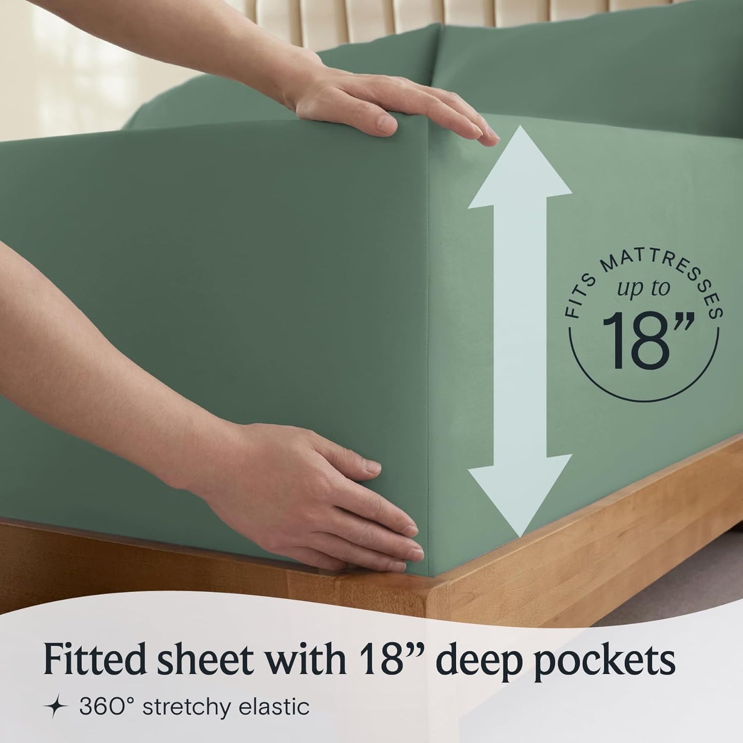 Twin Sheets - Soft Twin Bed Sheets for Boys and Girls, 4 PC Deep Pockets 18" Eco Friendly Wrinkle Free Kids Fitted Sheets Machine Washable Hotel Bedding Silky Soft- Tree Moss Green Twin