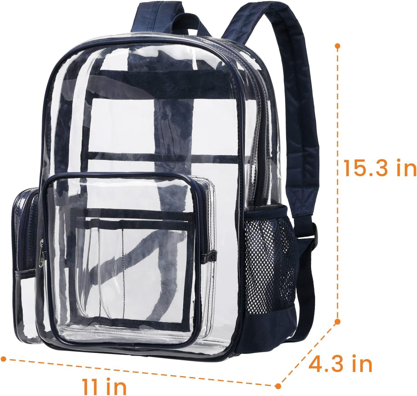 Clear Backpack, Heavy Duty Transparent Backpacks for Adults Reinforced Straps See-Through Bag for School Work Travel