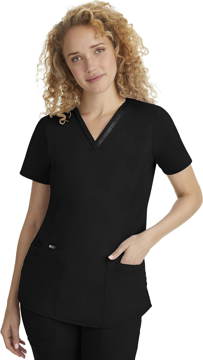 Scrub Top for Women with 3 Pockets and Easy Care, 2-Way Stretch Fabric 2278