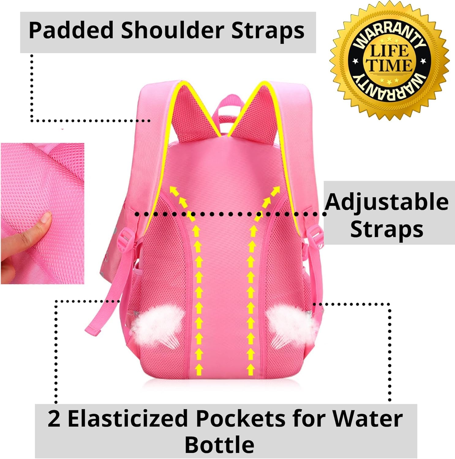 Kids Backpack for Girls with Pencil Case Trendy Backpack for School Water Repellent | Backpacks for Elementary or Kindergarten | Pink School Bag 16" School Bag