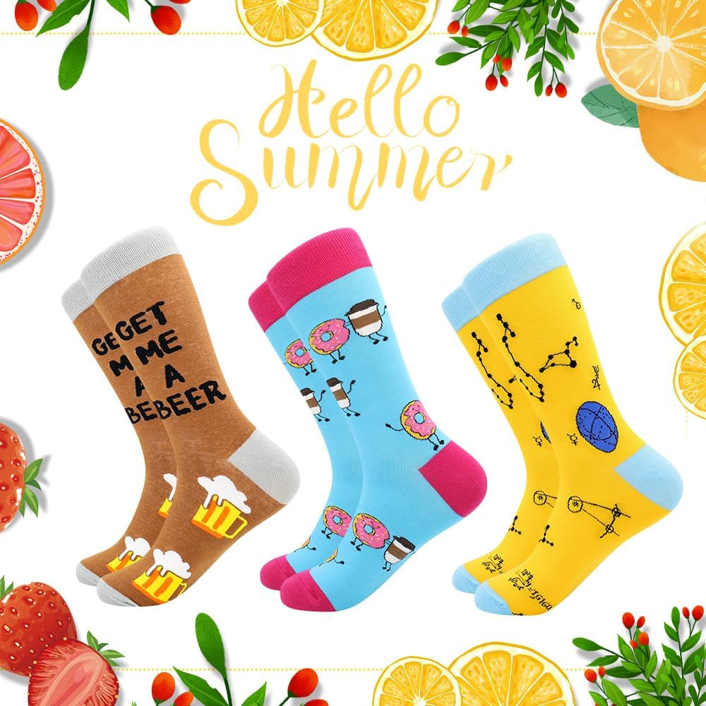 Funny Socks for Men & Women,Fun Socks,Crazy Colorful Cool Novelty Cute Dress Socks,Food Animal Space Socks