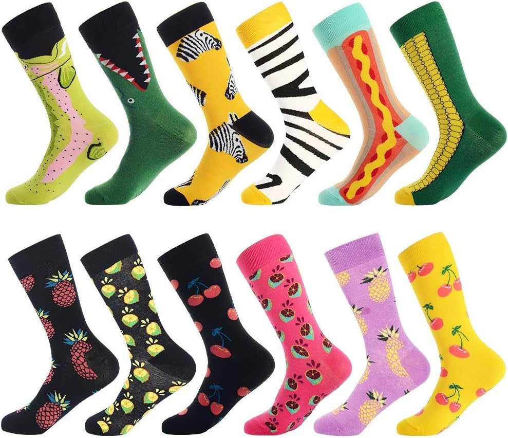 Funny Socks for Men & Women,Fun Socks,Crazy Colorful Cool Novelty Cute Dress Socks,Food Animal Space Socks