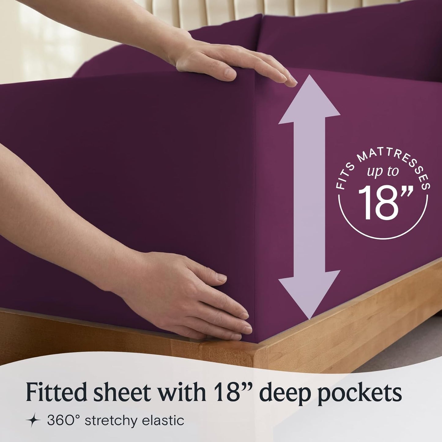 6 PC Full Sheet Set, Breathable Luxury Bed Sheets, Deep Pockets 18" Eco Friendly Wrinkle Free Cooling Bed Sheets Machine Washable Hotel Bedding Silky Soft - Eggplant Full