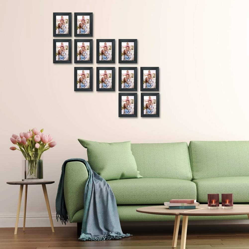 12 Pack 3.5X5 Picture Frame Black, Multiple 3.5 X 5 Photo Frames Bulk for Tabletop Display or Wall Hanging