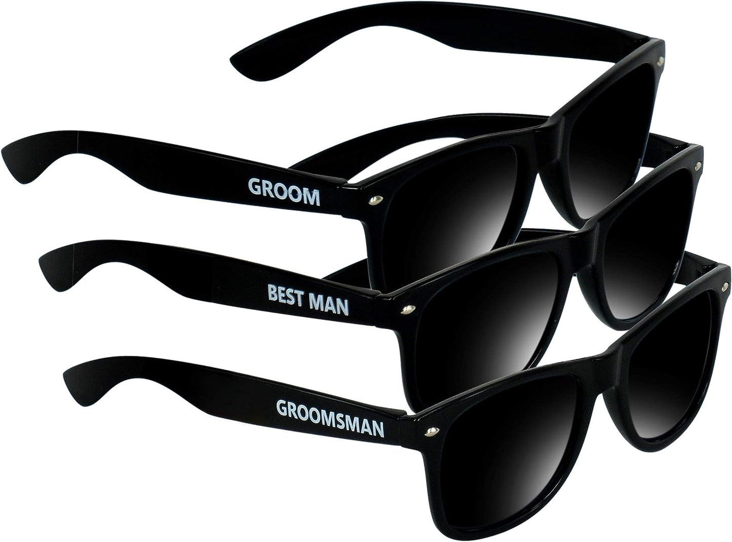 Bachelor Party 7Pcs Wedding Sunglasses for Groom, Best Man, Groomsmen Gifts Wedding Favor (Black)