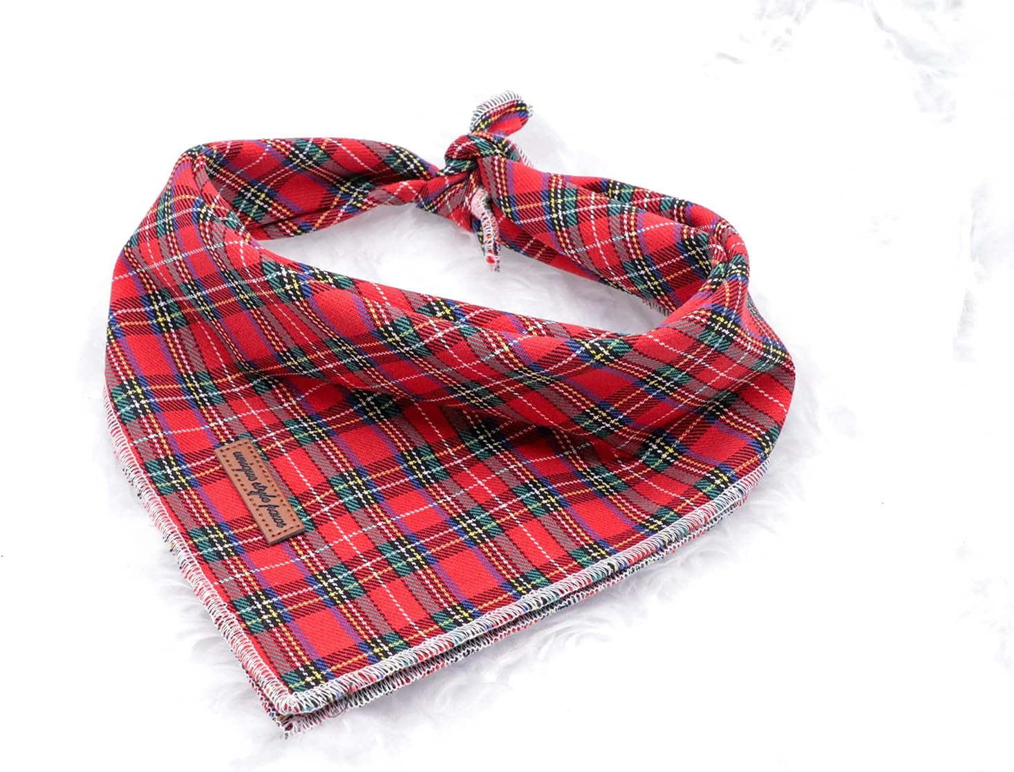 Dog Bandana, Christmas Plaid 1PC Washable Square Dog Scarfs for Small Medium Large Dogs Adjustable Dogs Bib Scarfs for Girl or Boy Dogs