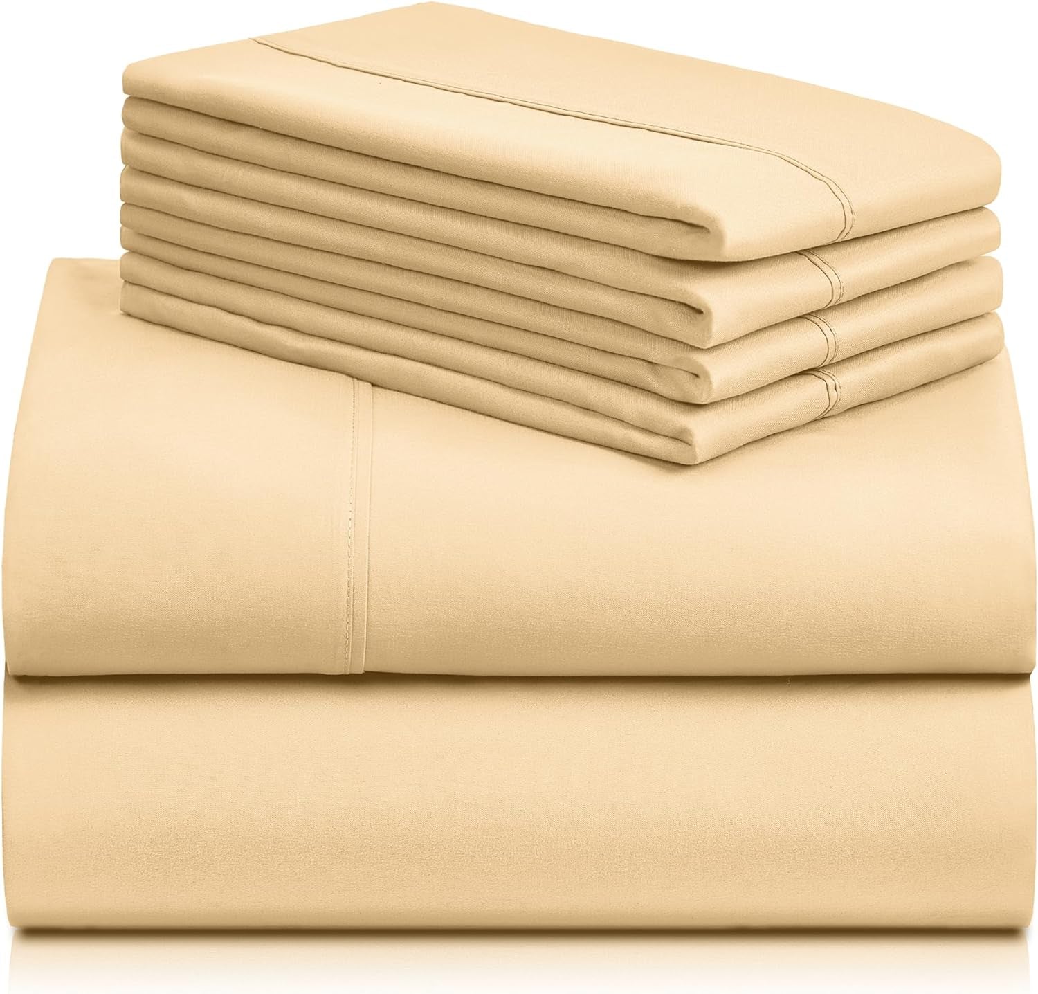 6 PC Full Sheet Set, Breathable Luxury Bed Sheets, Deep Pockets 18" Eco Friendly Wrinkle Free Cooling Bed Sheets Machine Washable Hotel Bedding Silky Soft - Yellow Full