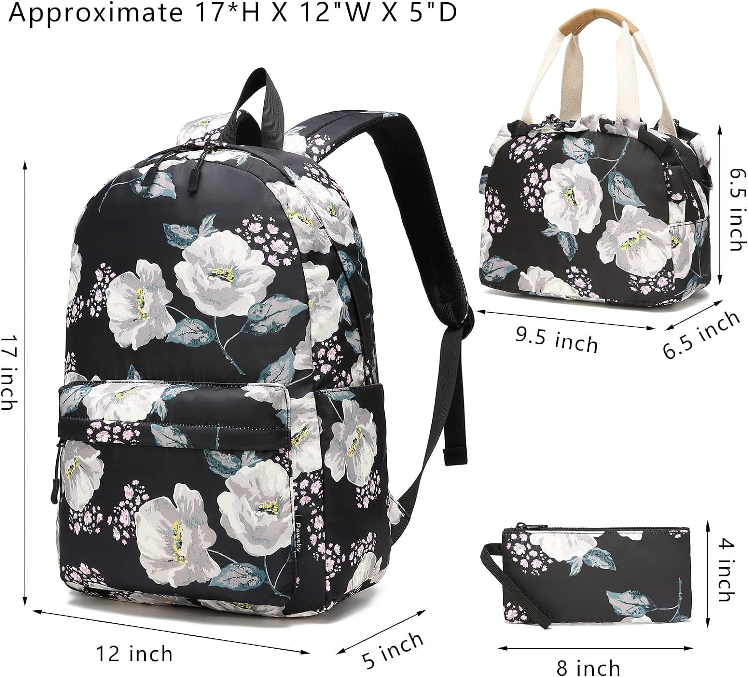 School Backpack for Teen Girls Women Travel Laptop Backpack College Bookbag Kids Backpack with Lunch Bag Pencil Bag