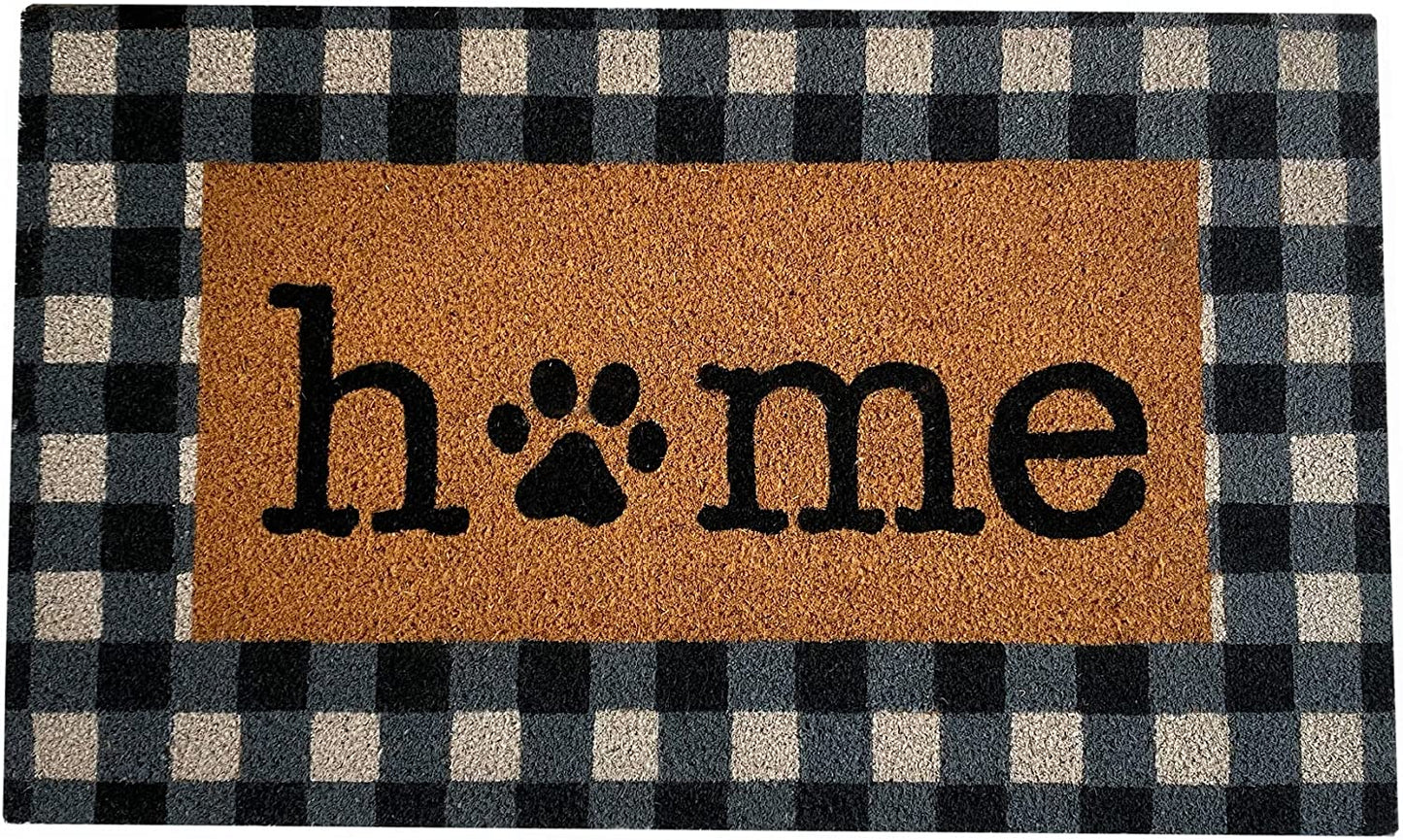 Home Fashions Farmhouse Living Coir Outdoor Doormat, Natural Entry Mat, Front Door Decor, 18"X30", Paw Print Home