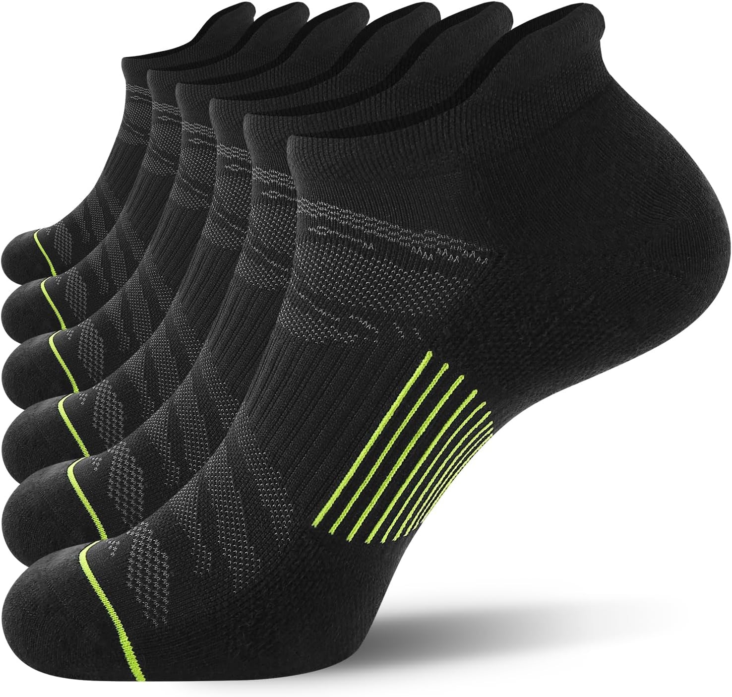 6 Pack Men'S Ankle Running Socks Low Cut Cushioned Athletic Sports Socks 7-9/9-12/12-15