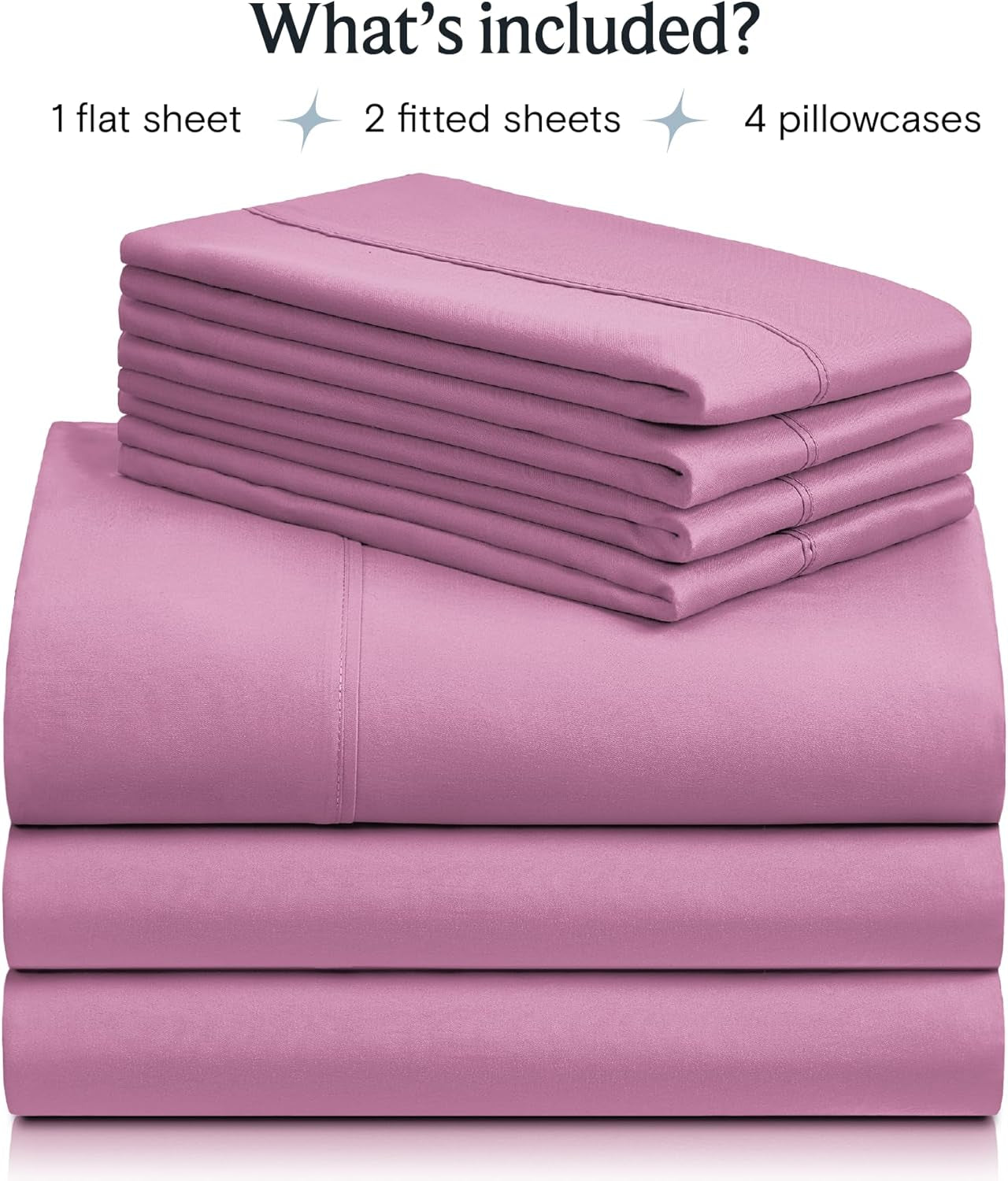 7 PC Split King Sheet Set, Breathable Luxury Bed Sheets, Deep Pockets 18" Eco Friendly Wrinkle Free Cooling Sheets Machine Washable Hotel Bedding Silky Soft - Light Plum Split King