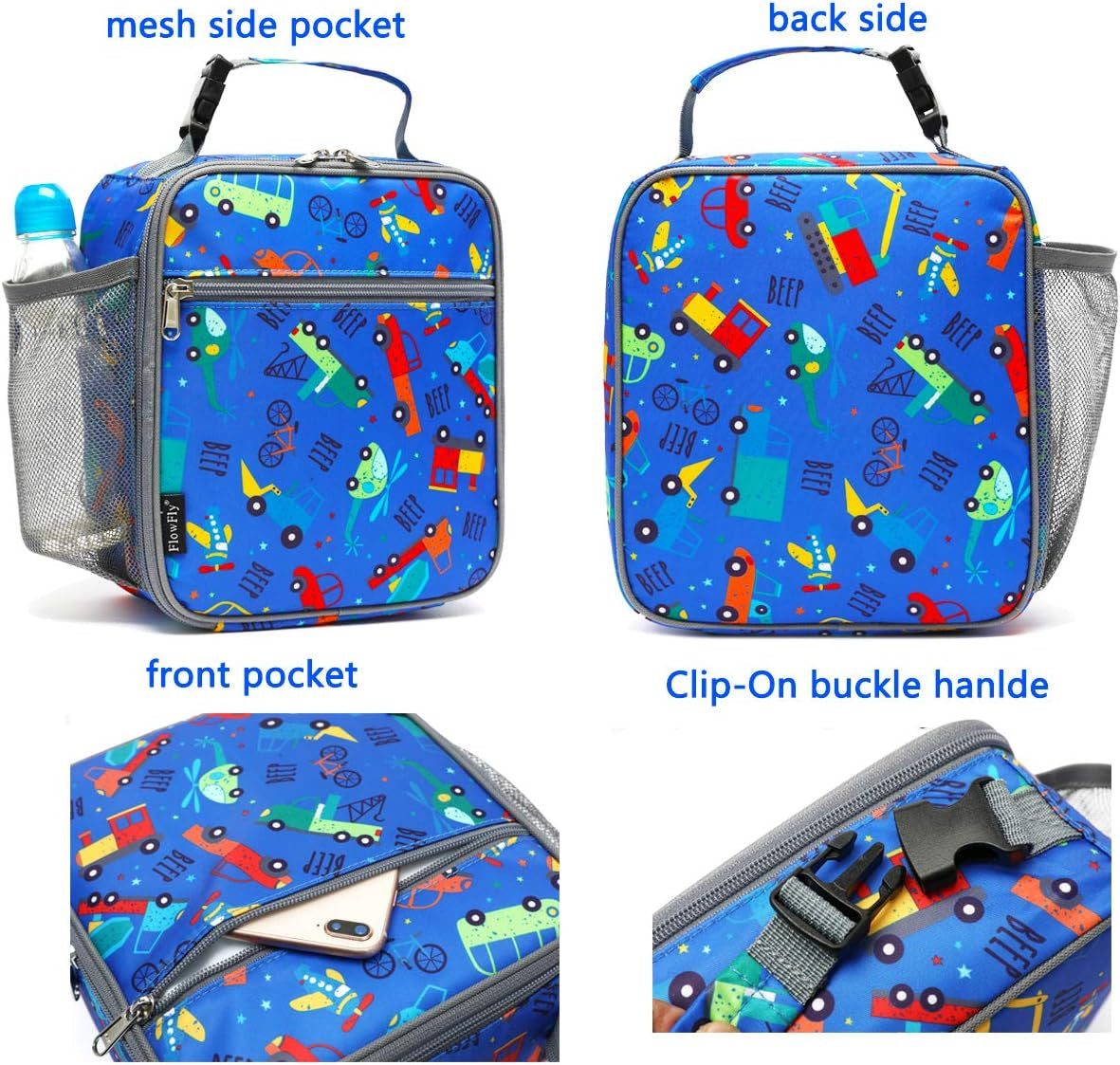 Kids Lunch Box Insulated Soft Bag Mini Cooler Back to School Thermal Meal Tote Kit for Girls, Boys, Car